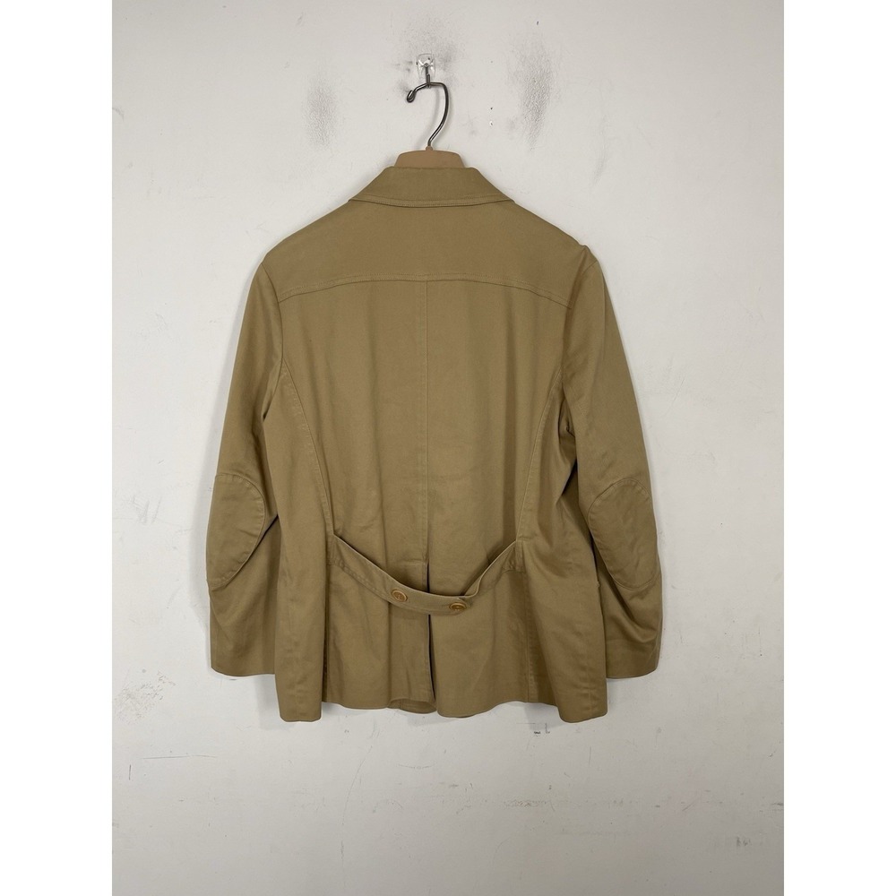 Talbots Petites Womens Khaki Tan Cotton Stretch Blazer Jacket Size 12P Utility - Picture 3 of 12